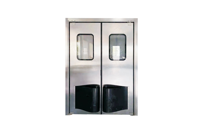 Double-leaf stainless steel swing free door
